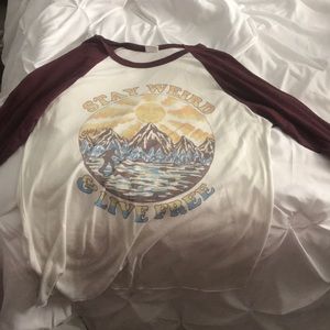 Maroon and White long sleeve shirt